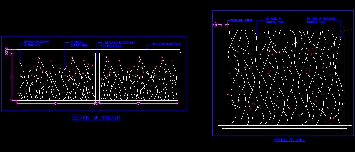 Iron Railing Design CAD- Residential & Commercial Use